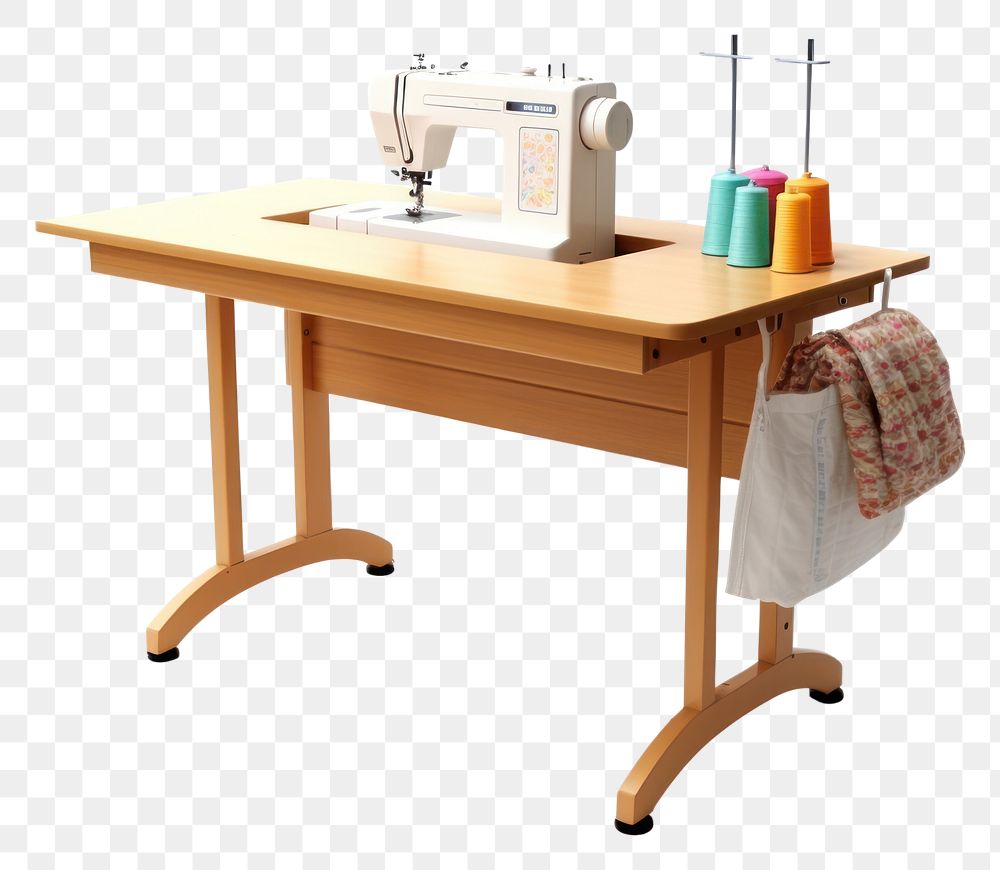 PNG  Sewing table furniture desk white background. AI generated Image by rawpixel.