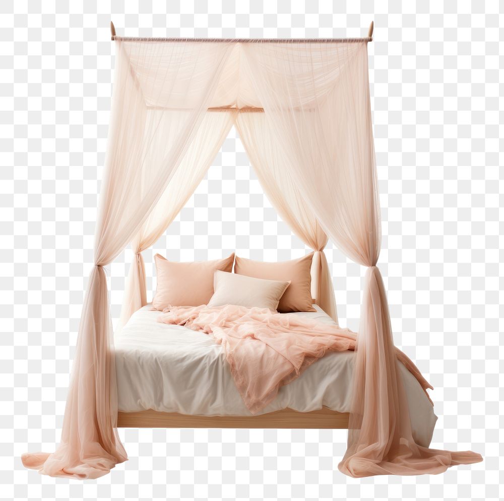 PNG  Bed canopy furniture bedroom white background. AI generated Image by rawpixel.