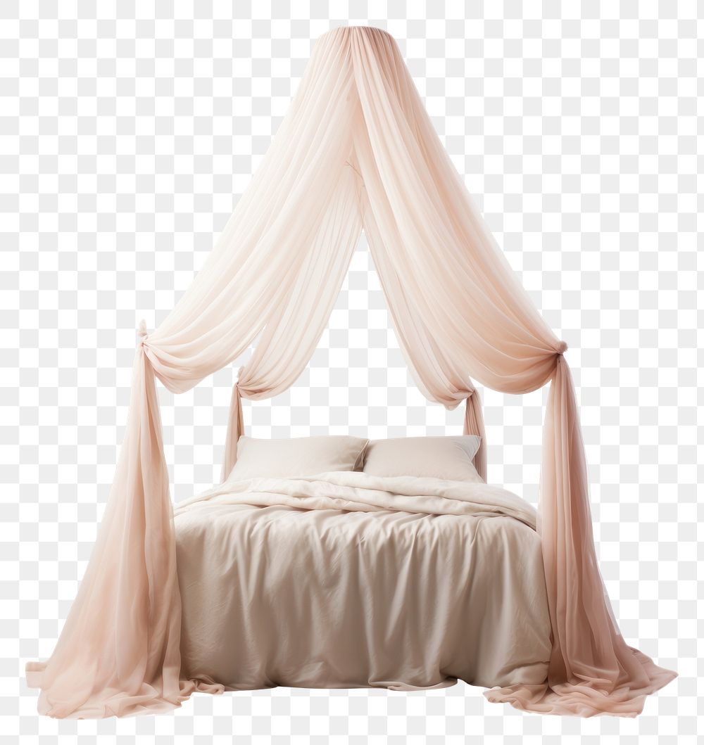PNG  Bed canopy furniture white background relaxation. AI generated Image by rawpixel.