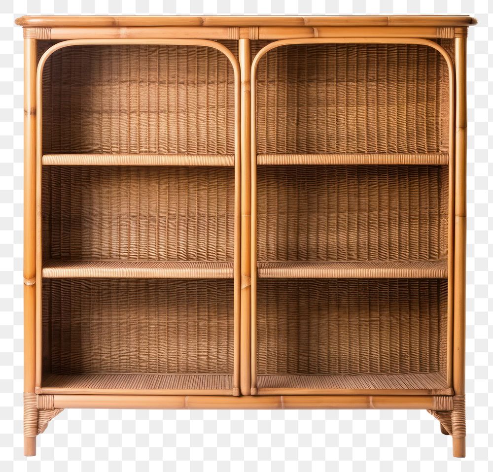 PNG  Rattan bookcase furniture sideboard cupboard. AI generated Image by rawpixel.