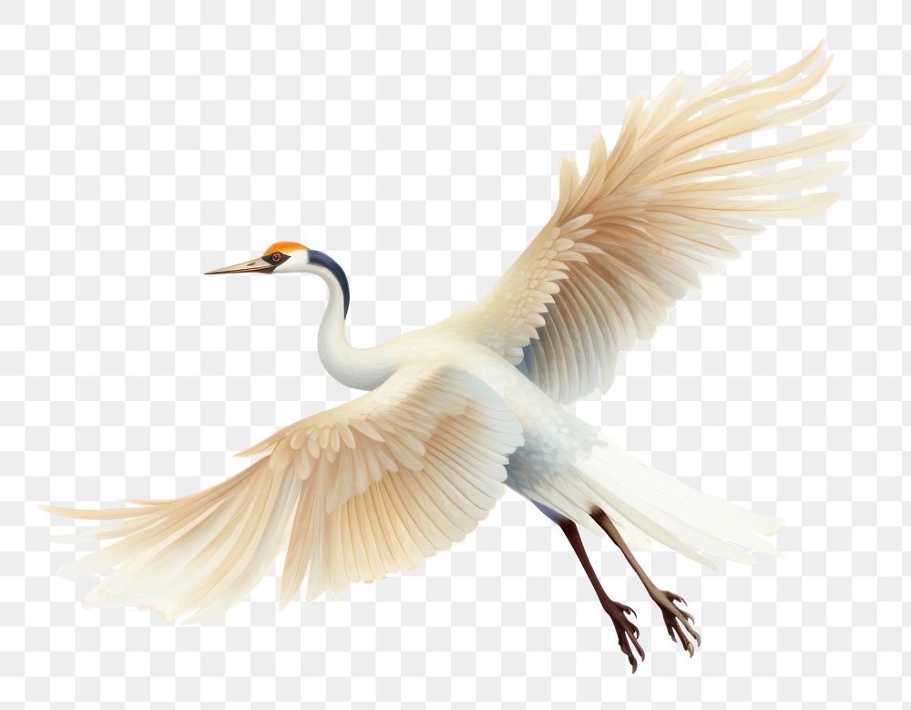 PNG Chinese crane flying animal white bird