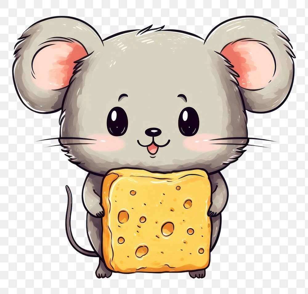 PNG  Mouse holding cheese mammal animal bread. AI generated Image by rawpixel.