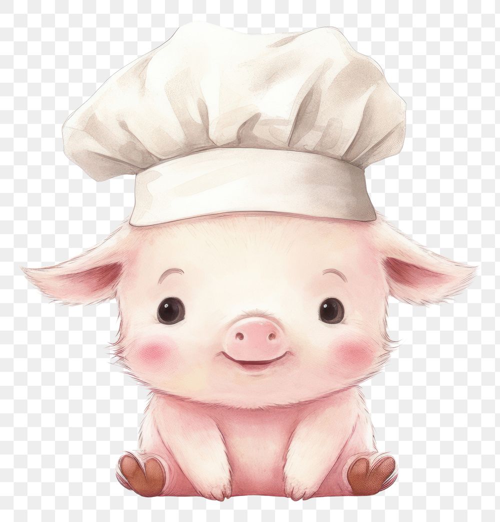 PNG  Pig wearing chef hat mammal animal cute. AI generated Image by rawpixel.