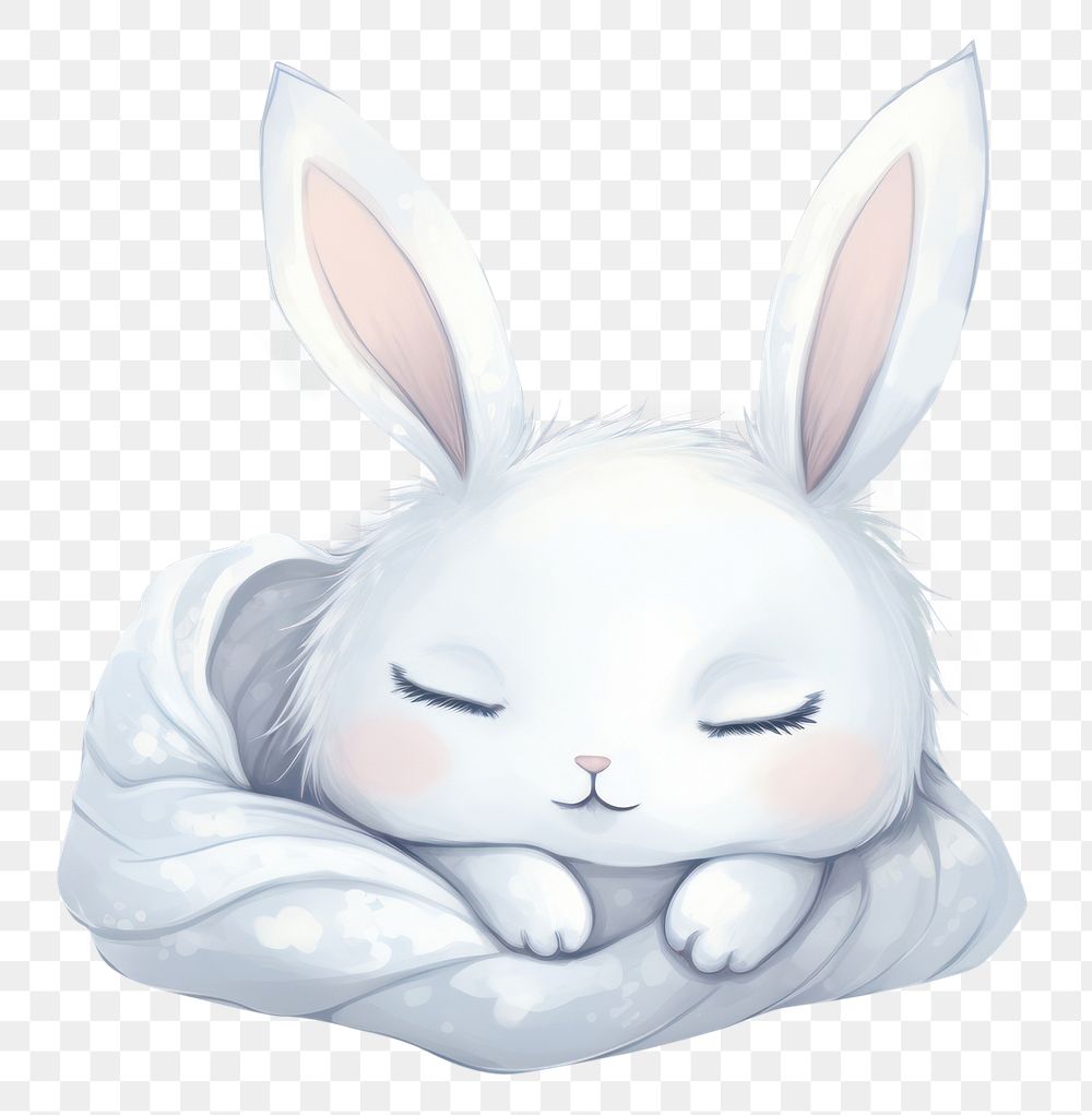 PNG  Rabbit sleeping animal mammal white. AI generated Image by rawpixel.