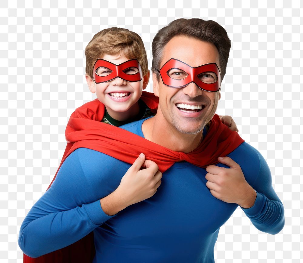 PNG dad and son in superhero costume. AI generated image by rawpixel.