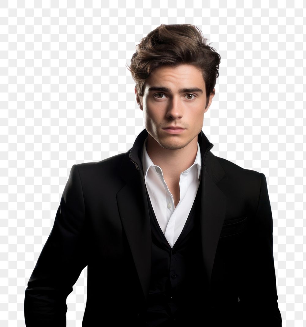 PNG Young man portrait tuxedo blazer. AI generated Image by rawpixel.