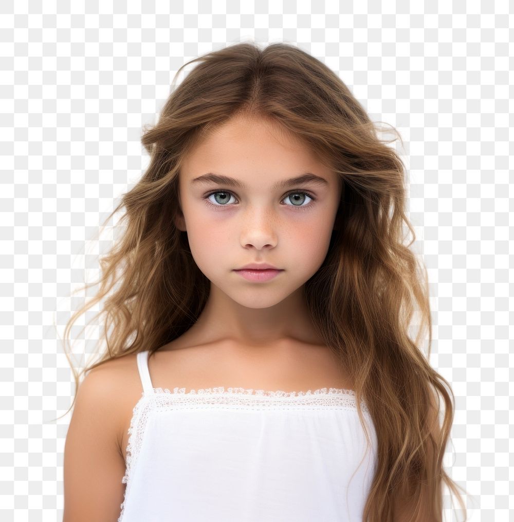 PNG Young girl portrait photo white background. AI generated Image by rawpixel.
