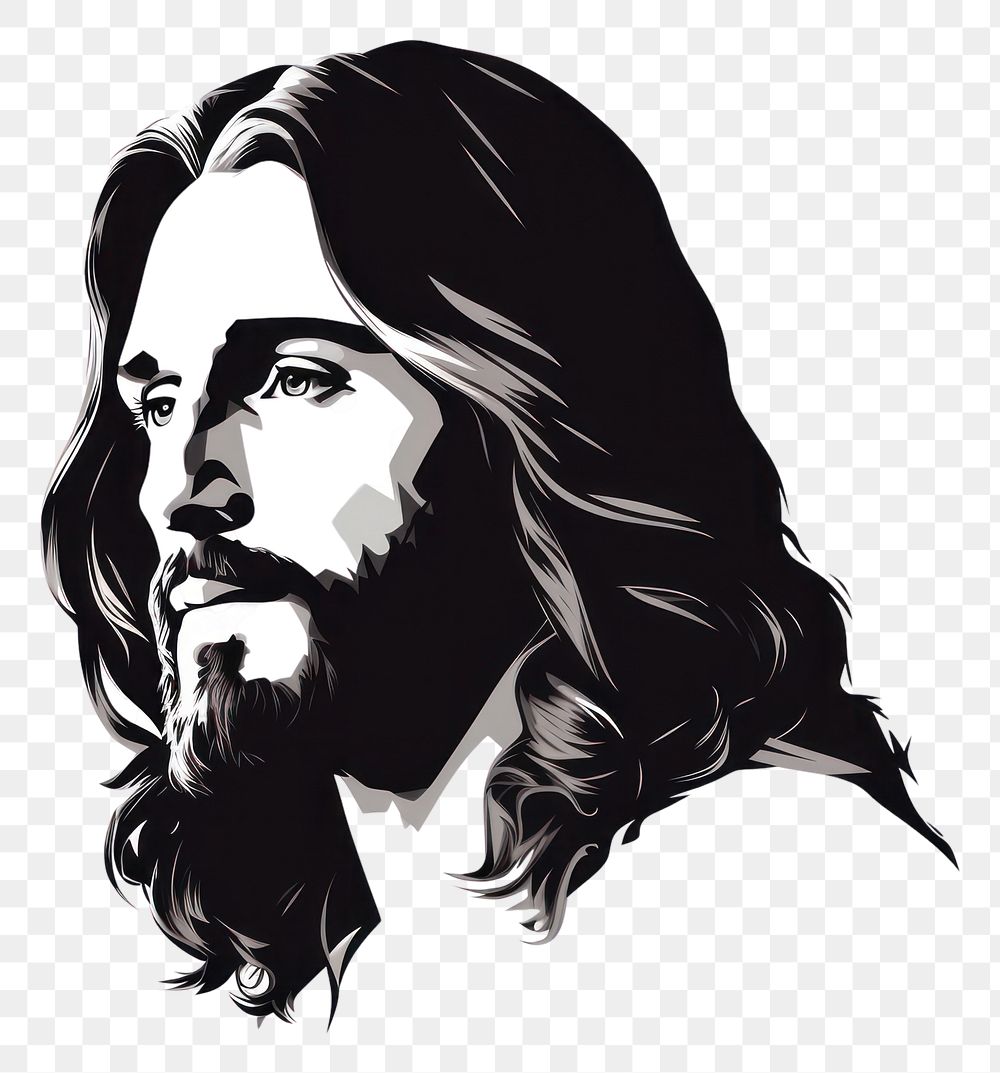 PNG Silhouette Jesus portrait drawing. AI generated Image by rawpixel.