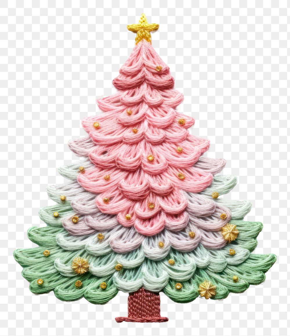PNG  A Christmas tree embroidery christmas pattern white background