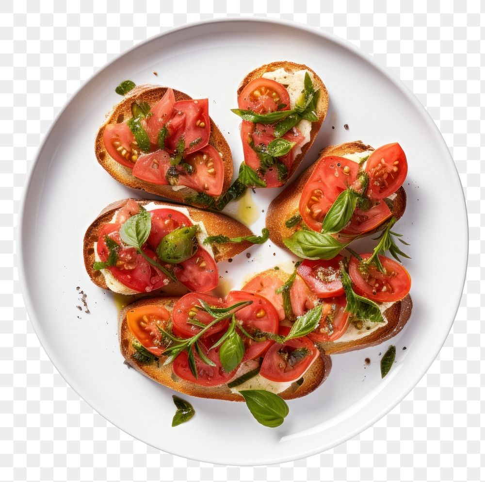 PNG  Bruschettas plate food meal. AI generated Image by rawpixel.