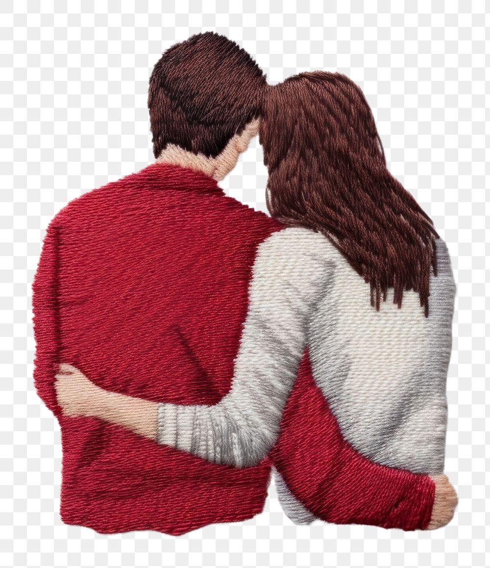 PNG Couple hugging kissing sweater adult