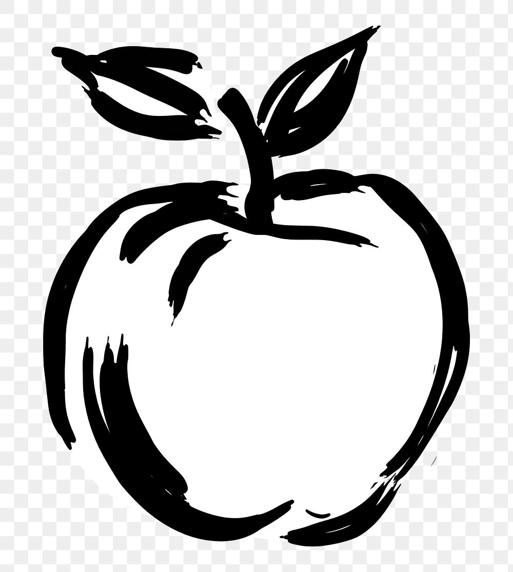 PNG Apple black white white background. AI generated Image by rawpixel.