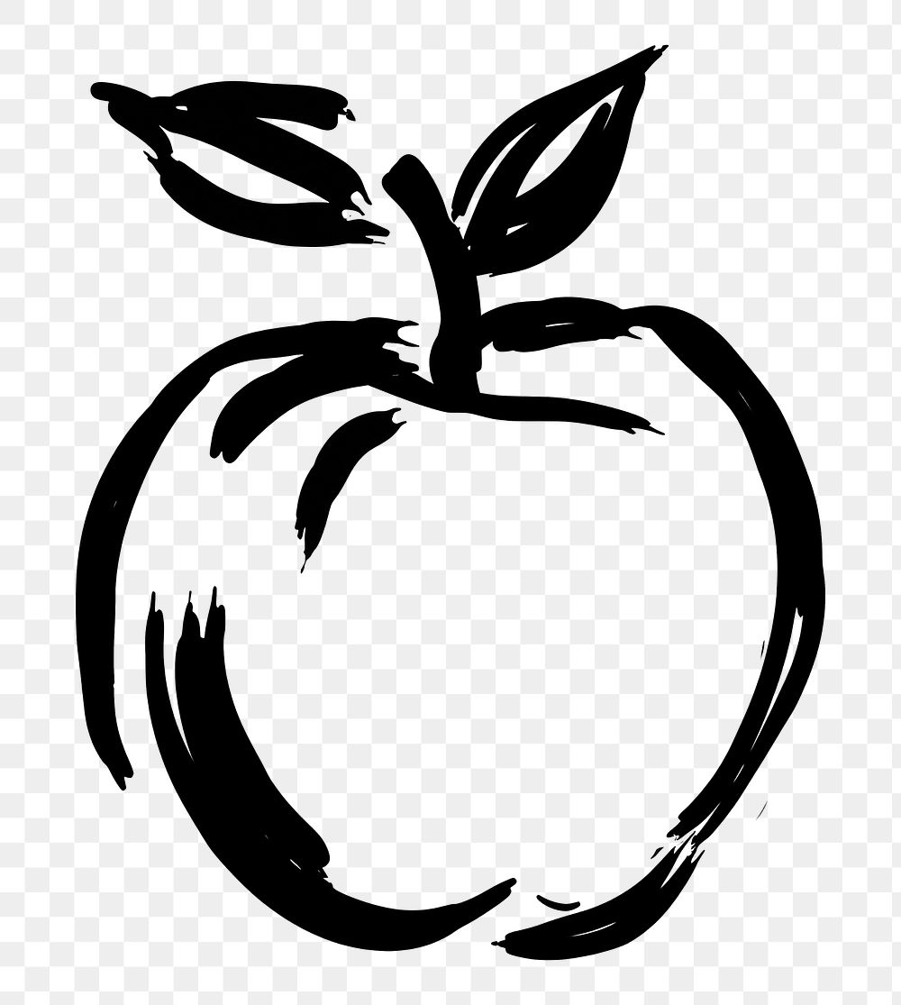 PNG Apple black white white background. AI generated Image by rawpixel.
