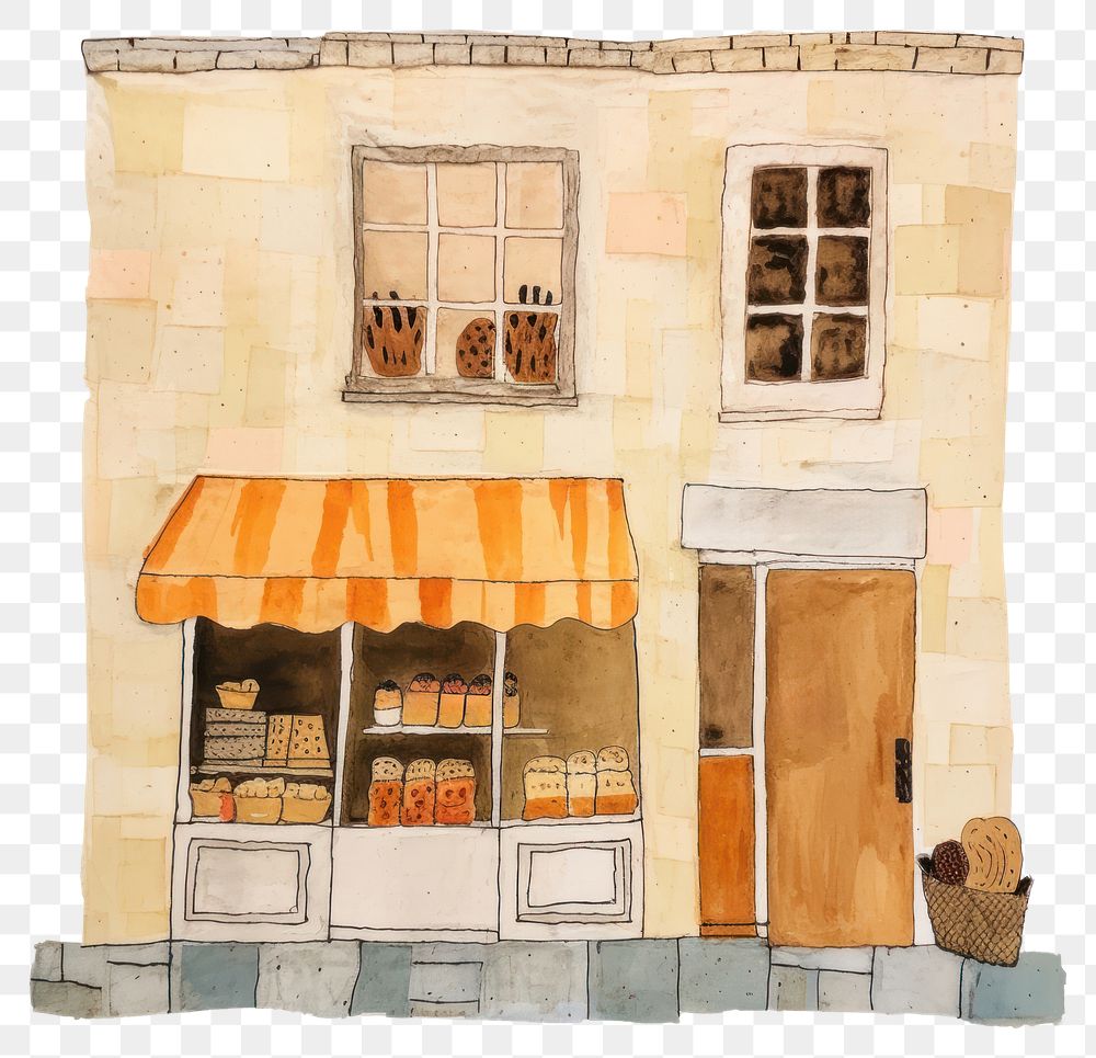 PNG Bakery shop architecture building painting. AI generated Image by rawpixel.