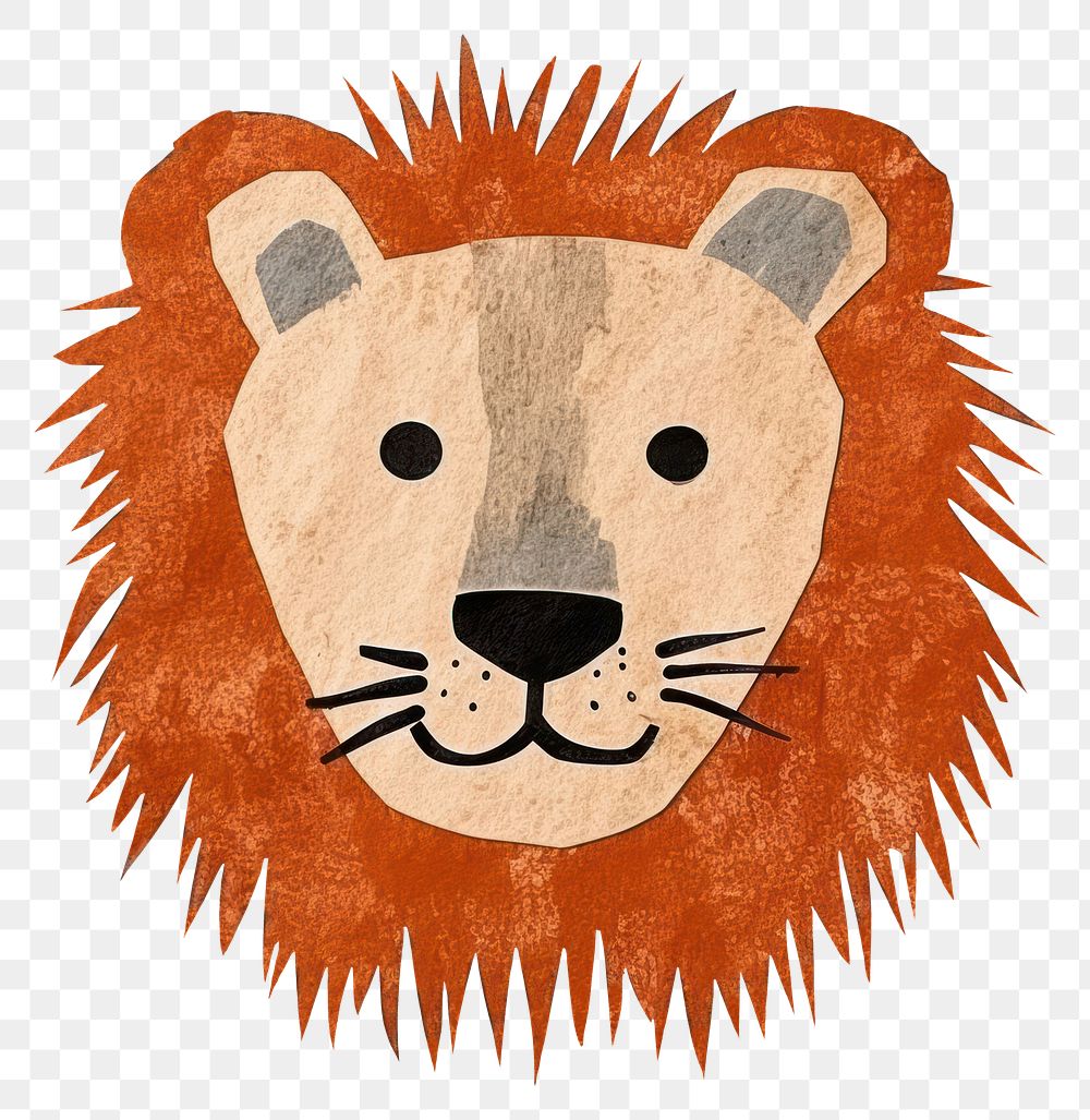 PNG Retro lion mammal animal paper. 