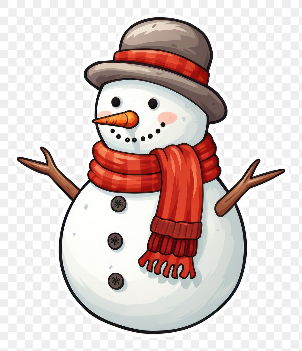 PNG  Snowman sticker winter anthropomorphic representation. AI generated Image by rawpixel.