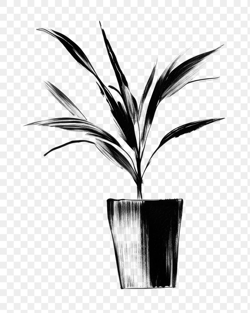 PNG Houseplant black line white background. AI generated Image by rawpixel.