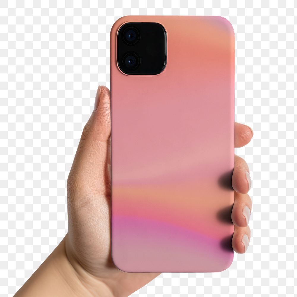 PNG Pink gradient smartphone case, transparent background