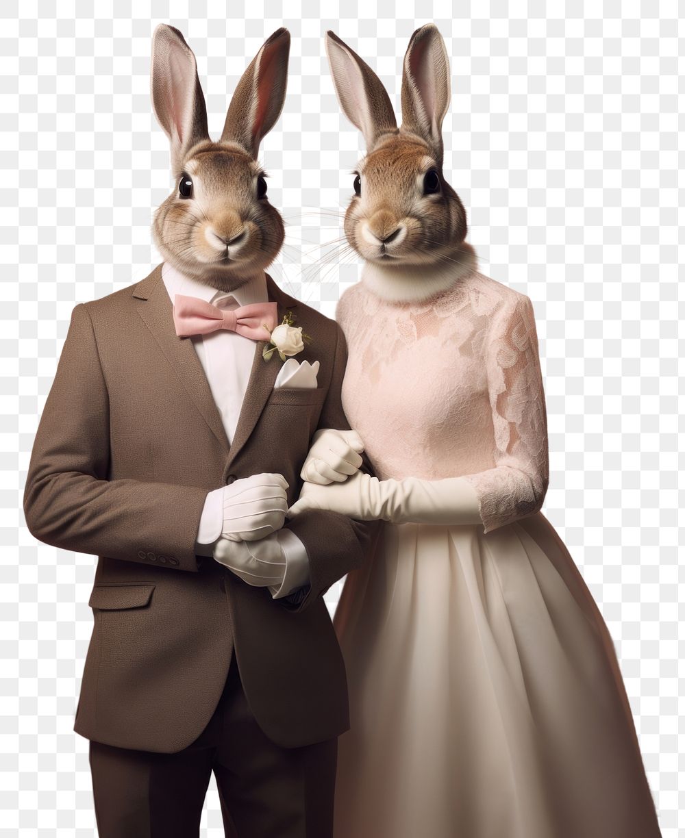 PNG Rabbit wedding protrait. AI generated Image by rawpixel.