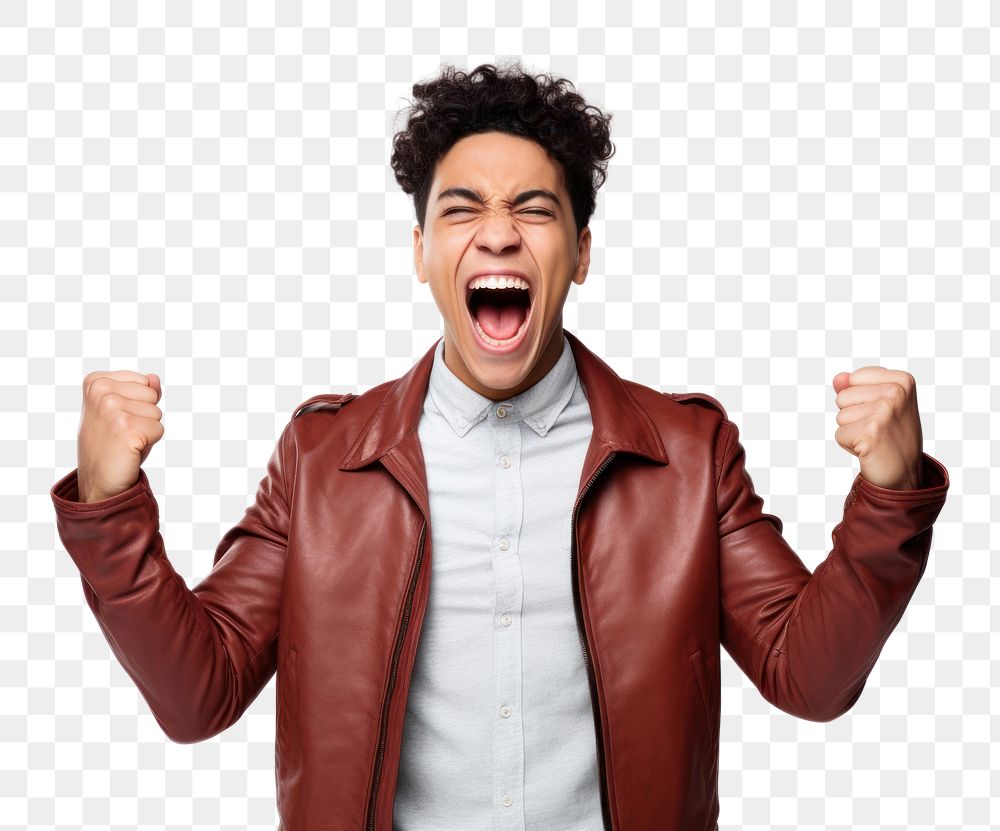 PNG  Winner shouting laughing adult. AI generated Image by rawpixel.