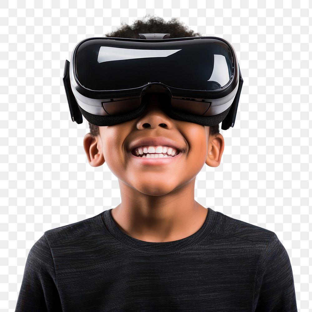 PNG Kid wearing vr white background accessories technology. 