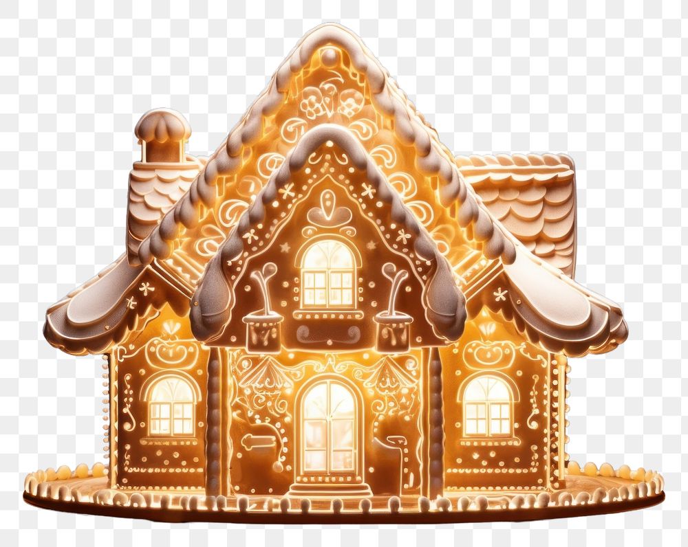 PNG Ginger bread house gingerbread dessert cookie. AI generated Image by rawpixel.