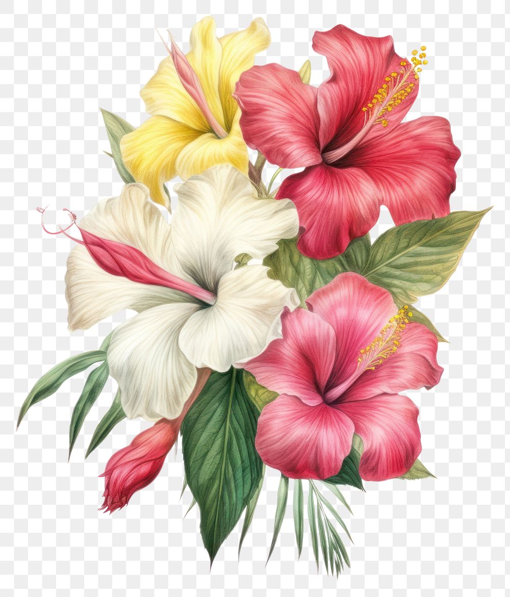 PNG  Tropical flowers hibiscus drawing sketch