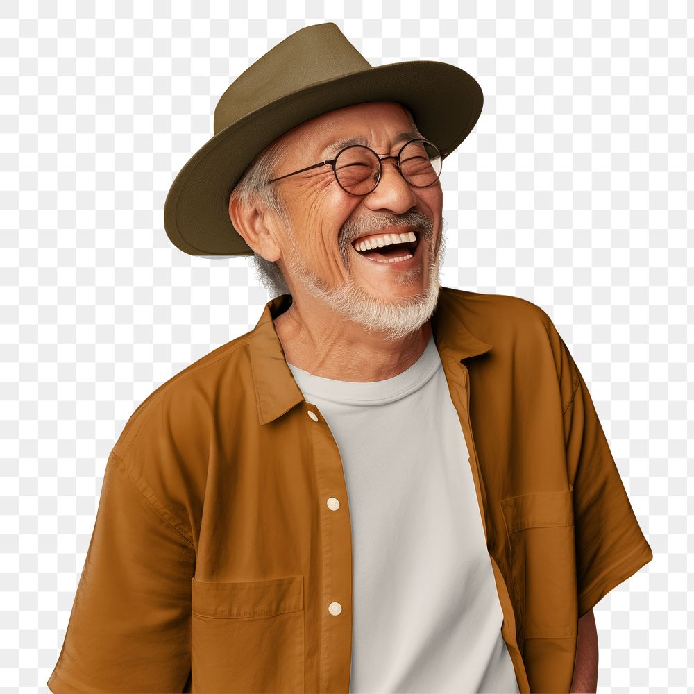 Old man laughing png, transparent background