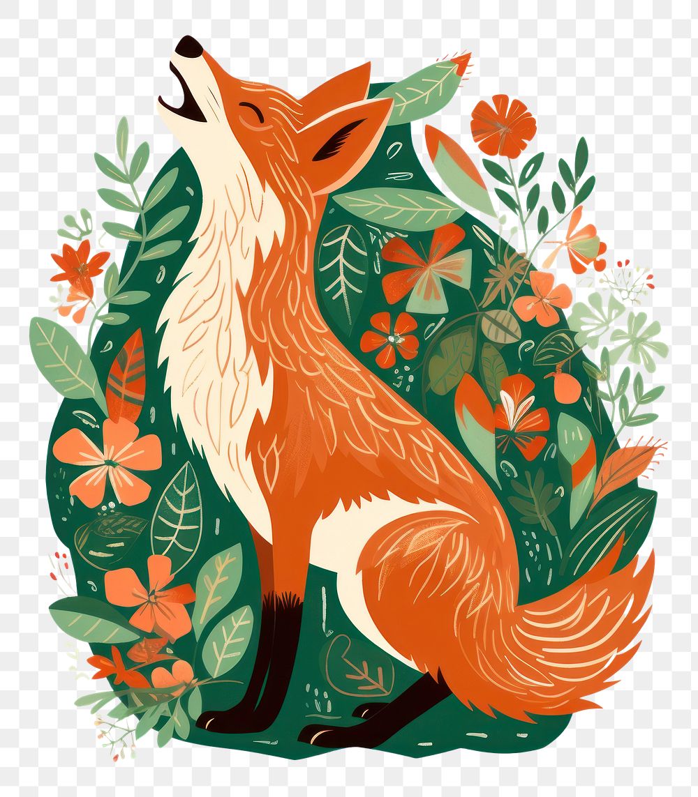 PNG  Christmas a fox singing christmas song colourful christmas cloth pattern animal mammal. AI generated Image by rawpixel.