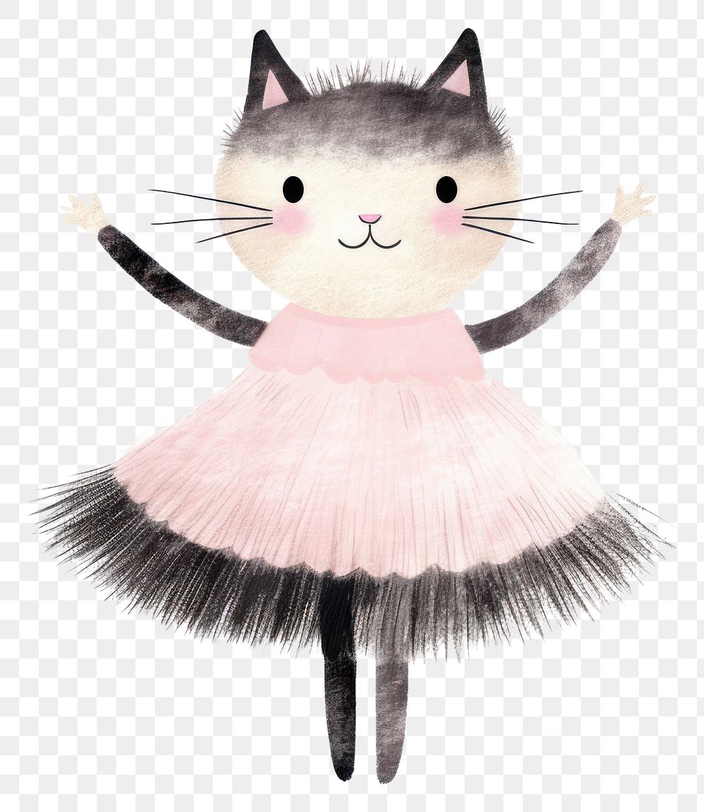 PNG  Cat ballet cute white background representation. AI generated Image by rawpixel.
