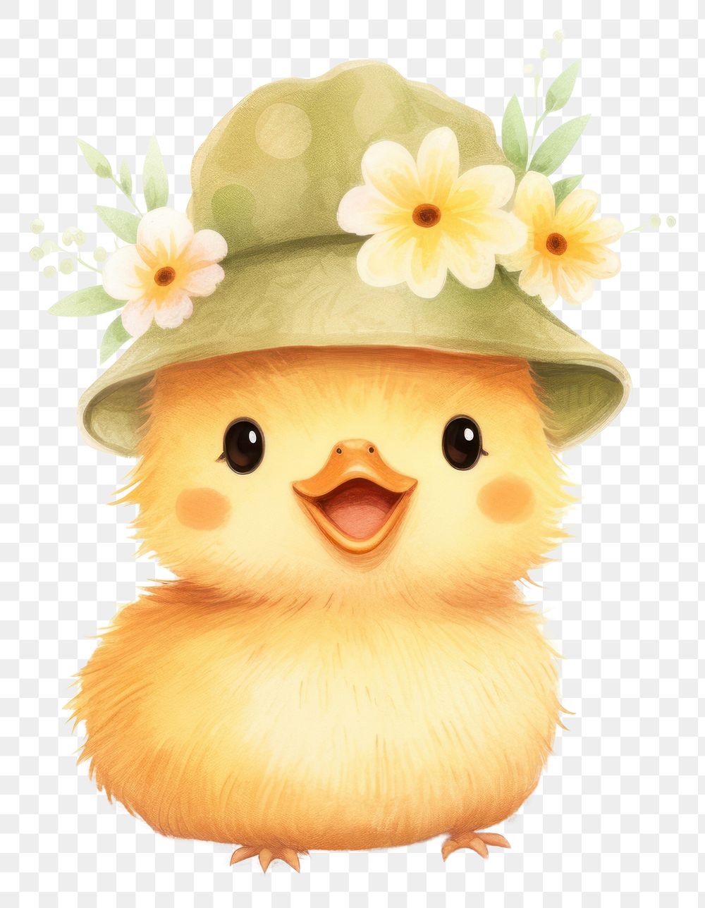 PNG  Duck wearing flower hat animal nature bird