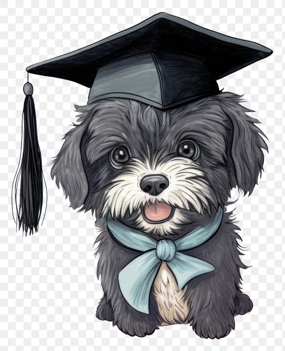 PNG  Dog wearing graduation hat animal mammal puppy. AI generated Image by rawpixel.