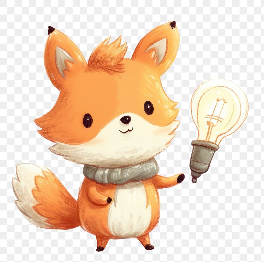 PNG Fox holding lightbulb creativity animal representation. 