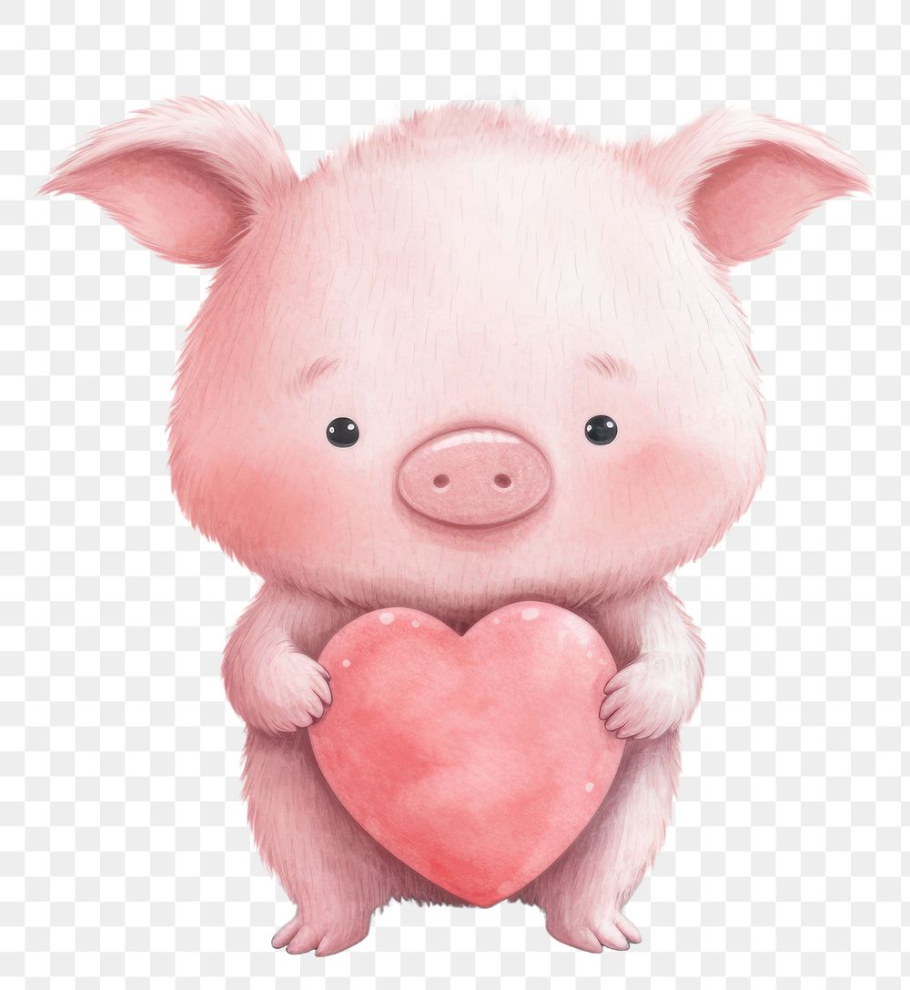 PNG  Pig holding big heart animal mammal cute. AI generated Image by rawpixel.