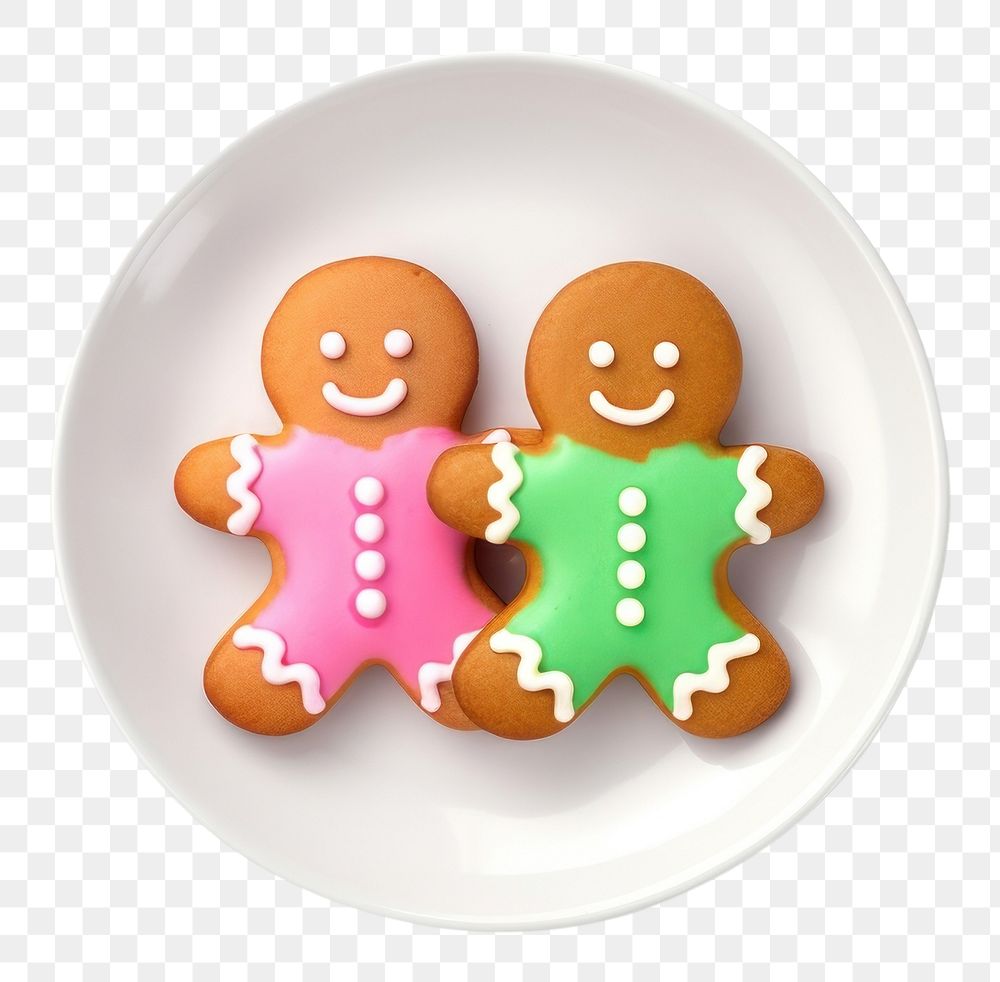 PNG Gingerbreadmen plate dessert cookie. AI generated Image by rawpixel.