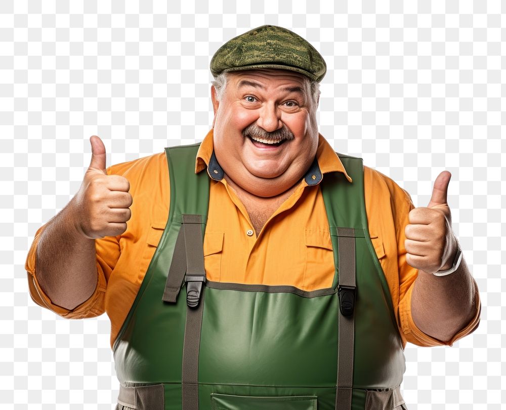 PNG  Mature chubby man with gray mustache adult white background gesturing. AI generated Image by rawpixel.
