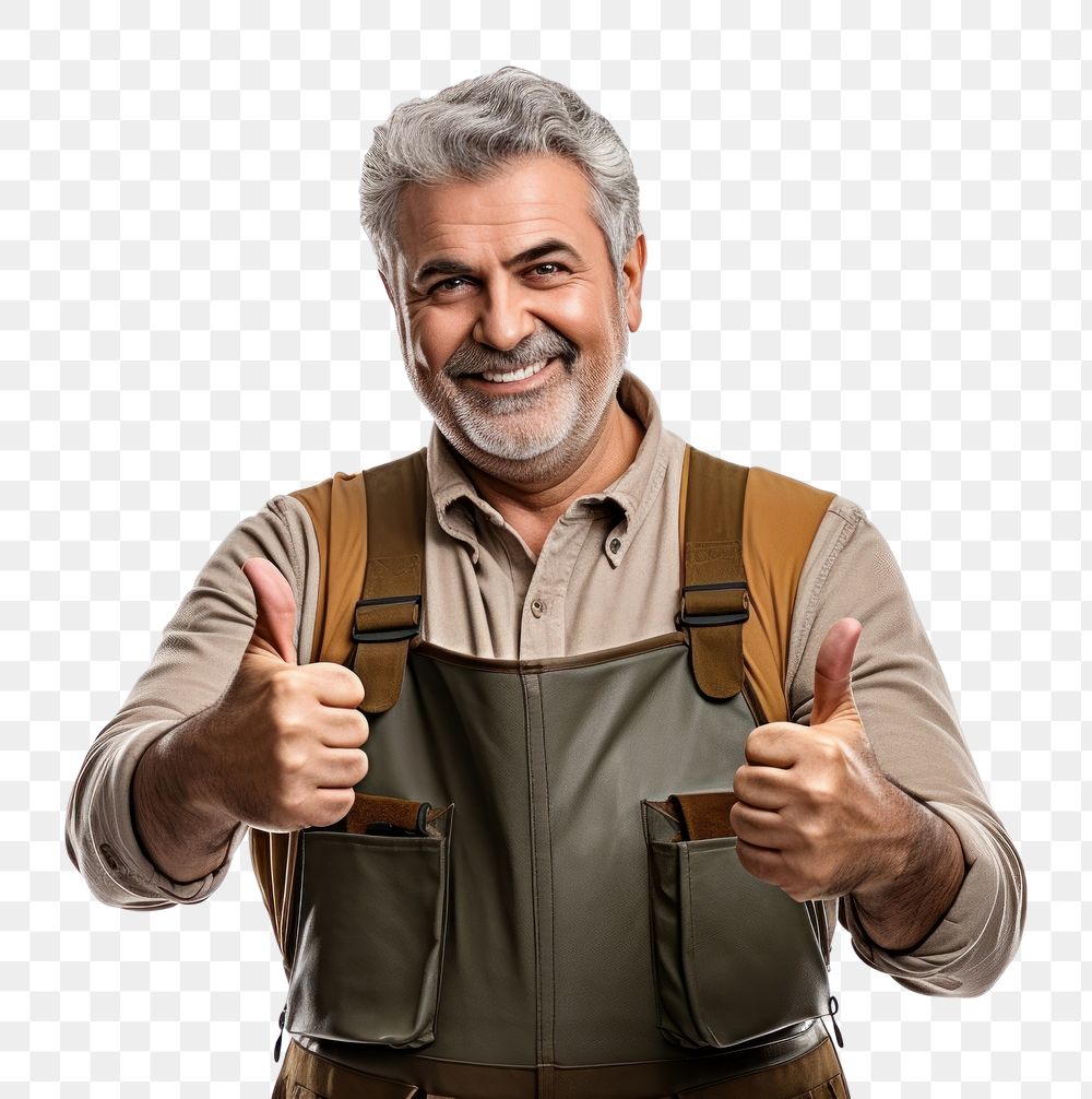 PNG  Mature hobby fisherman holding smile adult. AI generated Image by rawpixel.