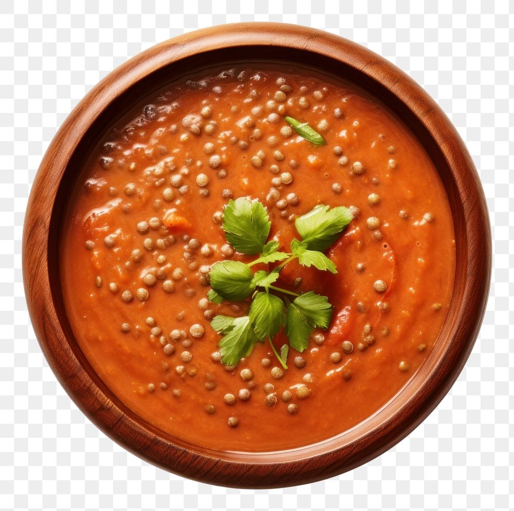 PNG  Clear tomato soup with lentils food bowl vegetable. AI generated Image by rawpixel.