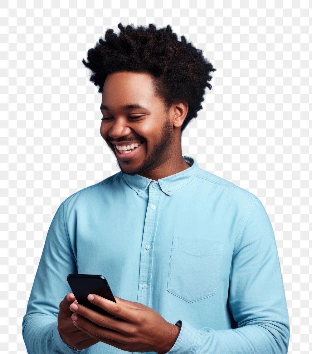 PNG  Smiling african American man holding looking smile. AI generated Image by rawpixel.