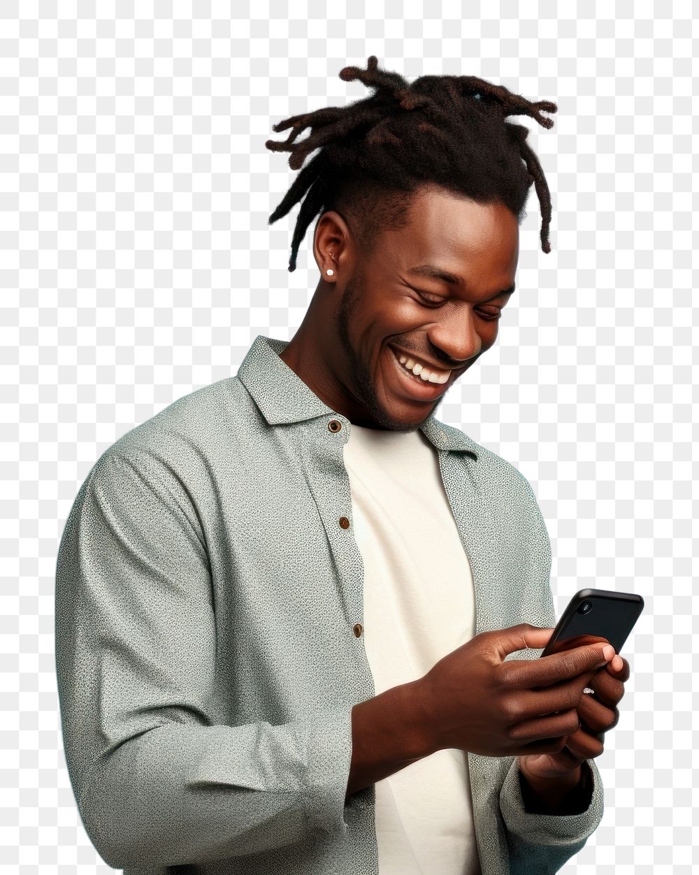PNG  Smiling african American man holding adult photo