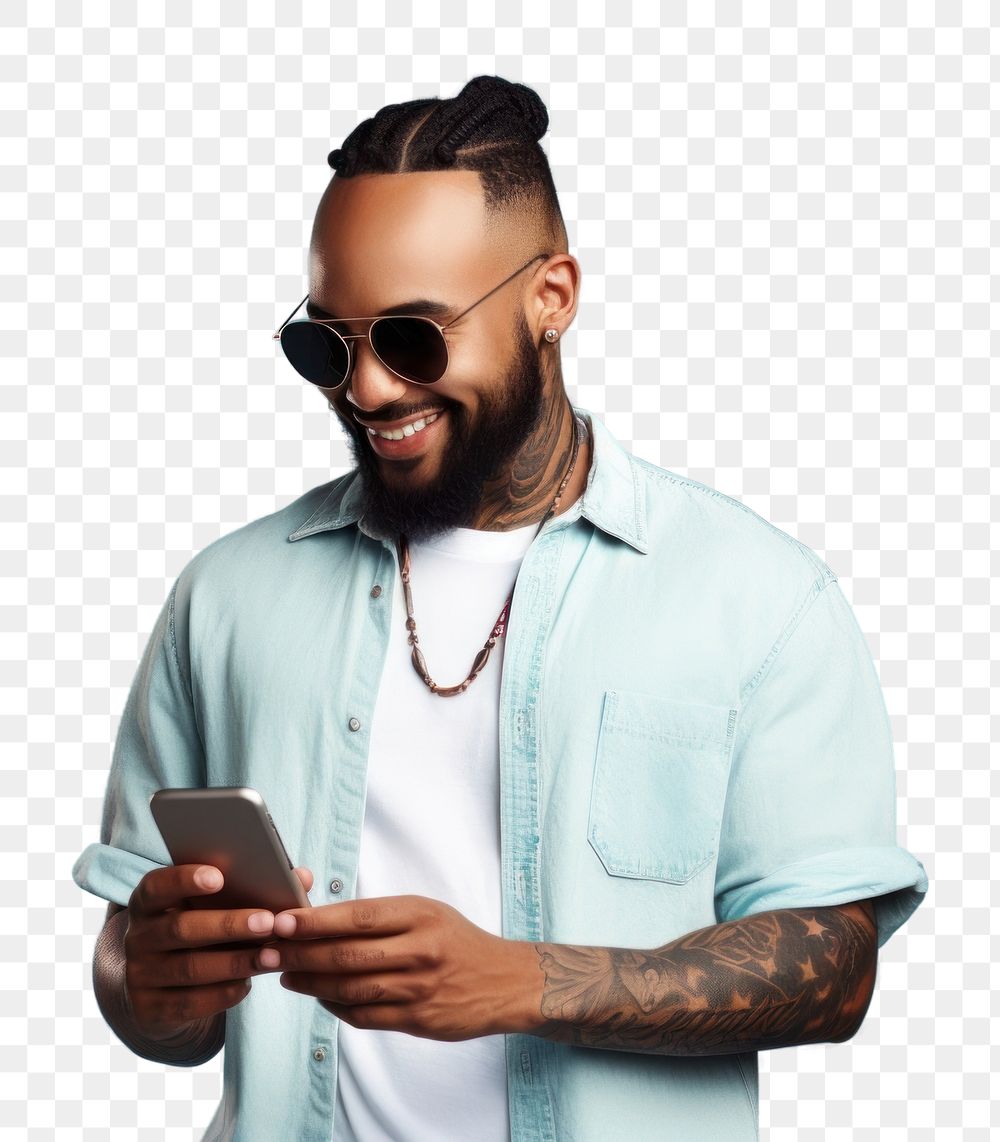PNG  African American man sunglasses adult photo. AI generated Image by rawpixel.