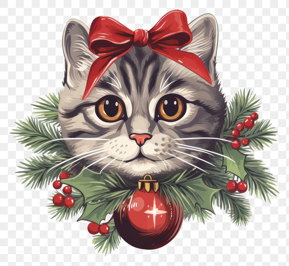 PNG Christmas cat ornament christmas mammal animal. AI generated Image by rawpixel.