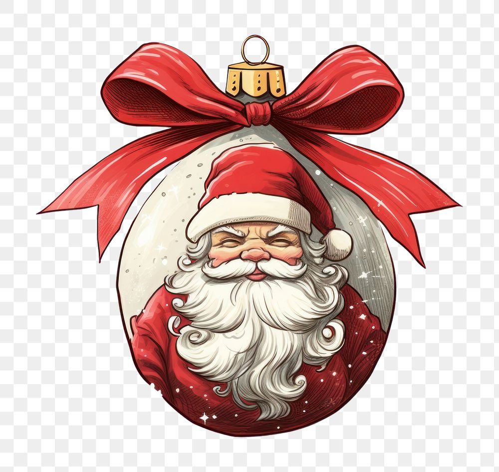 PNG Christmas Santa ornament christmas ribbon christmas ornament. AI generated Image by rawpixel.