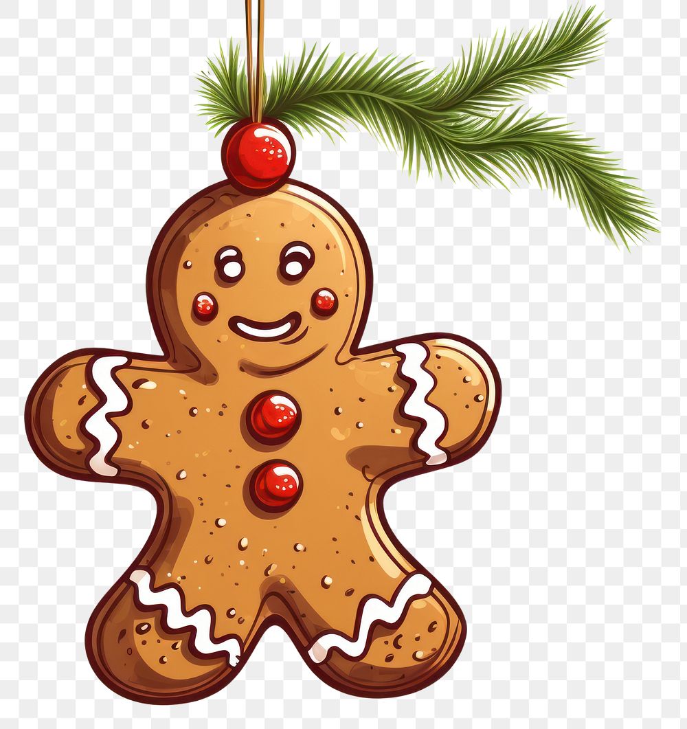 PNG Gingerbread cookie man ornament christmas food tree. AI generated Image by rawpixel.