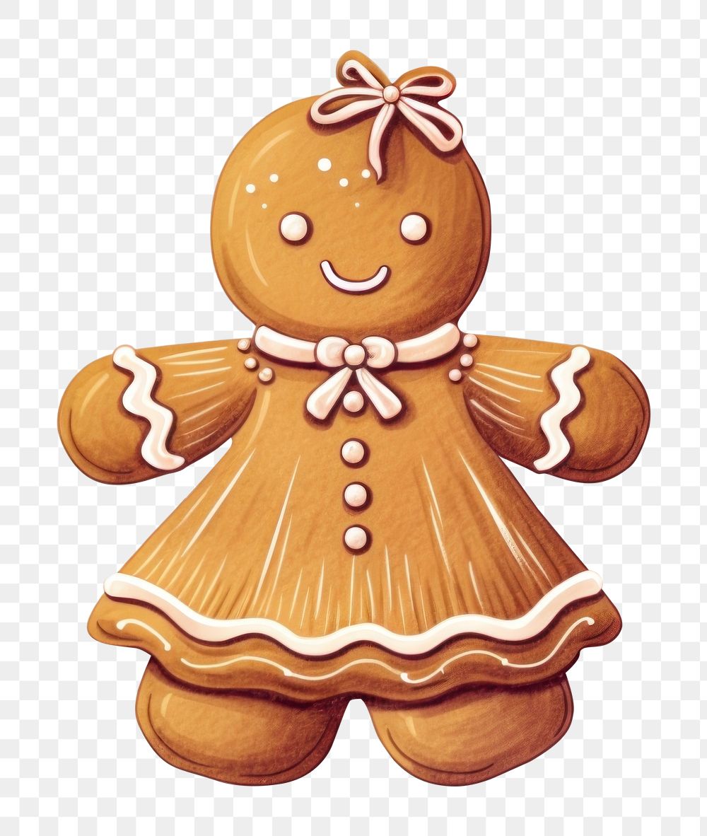 PNG Gingerbread cookie lady christmas dessert icing. AI generated Image by rawpixel.