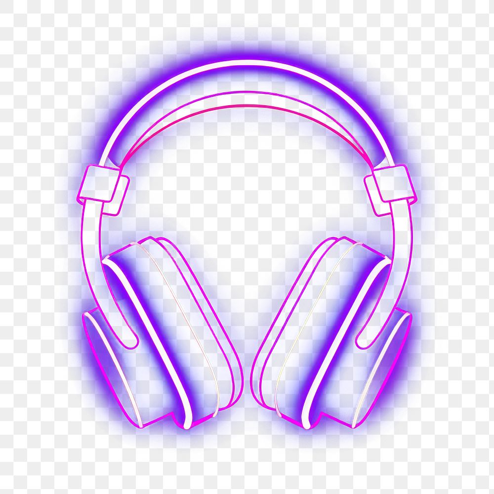 PNG  Headphones icon purple neon light