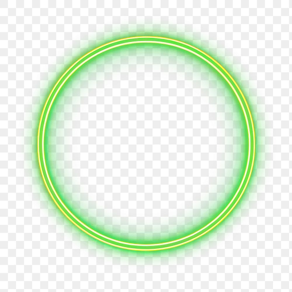 PNG  Retro circle frame neon yellow light. AI generated Image by rawpixel.