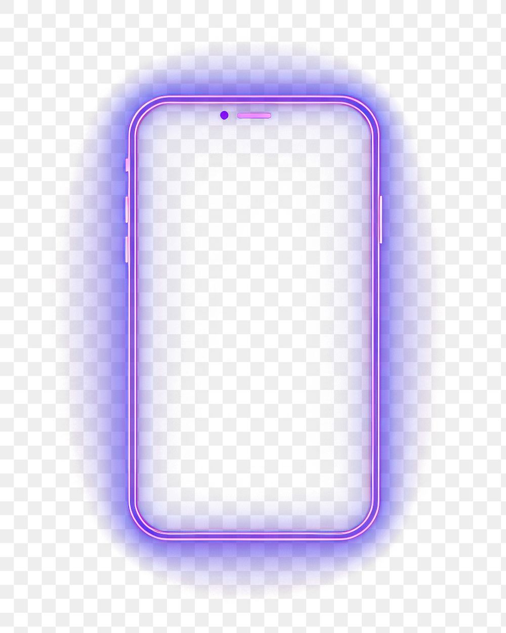 PNG Smartphone icon neon purple light. 