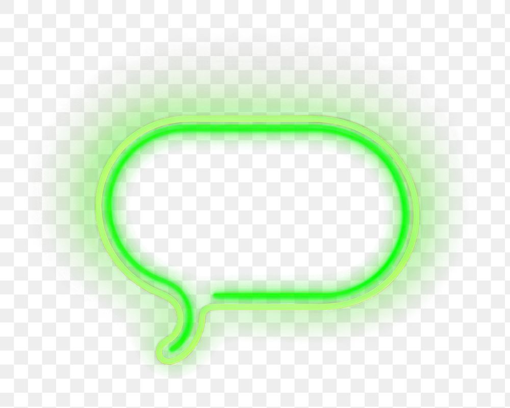 PNG  Speech bubble icon neon light green. AI generated Image by rawpixel.