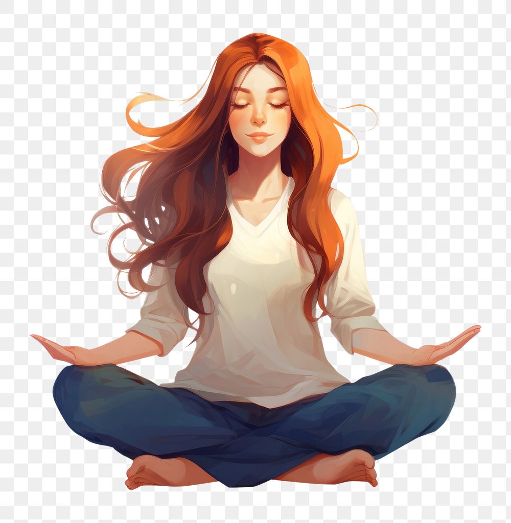 PNG  Meditate sitting adult yoga. AI generated Image by rawpixel.